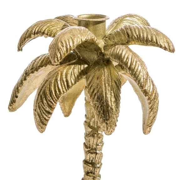 Gold Palm Candle Holder Detail