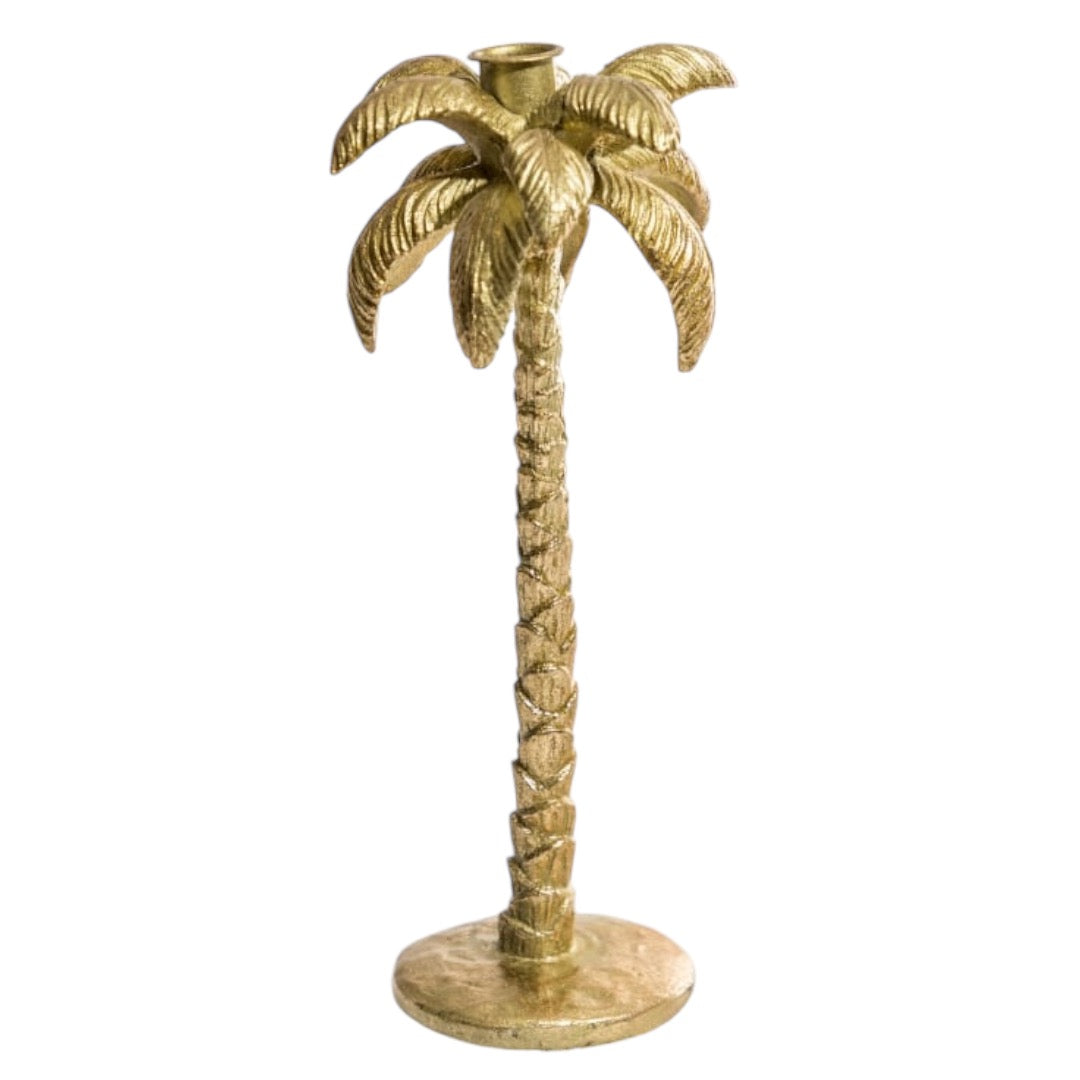 Gold Palm Candle Holder