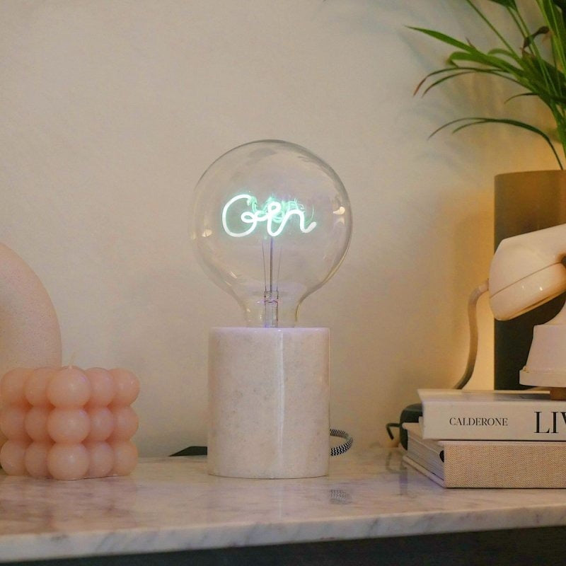 Green Neon Glam Filament Text Light Bulb E27 Screw Bulb
