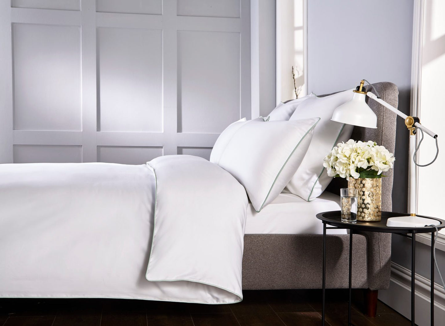 Sage Green Piped Edge Bed Linen
