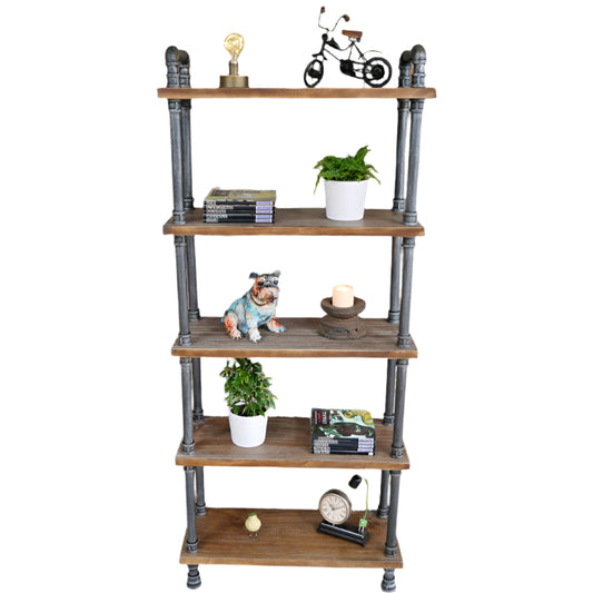 Elevate your space with the bold Industrial Pipe Shelving Unit, where rugged steel pipes meet warm, rustic wooden shelves. Standing 176cm tall, this striking piece commands attention while offering support and generous storage! Add a modern, robust twist to your home decor style!