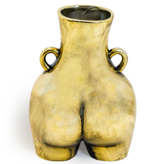 Gold Ceramic Vase With Bum detailing, cheeky, fun.