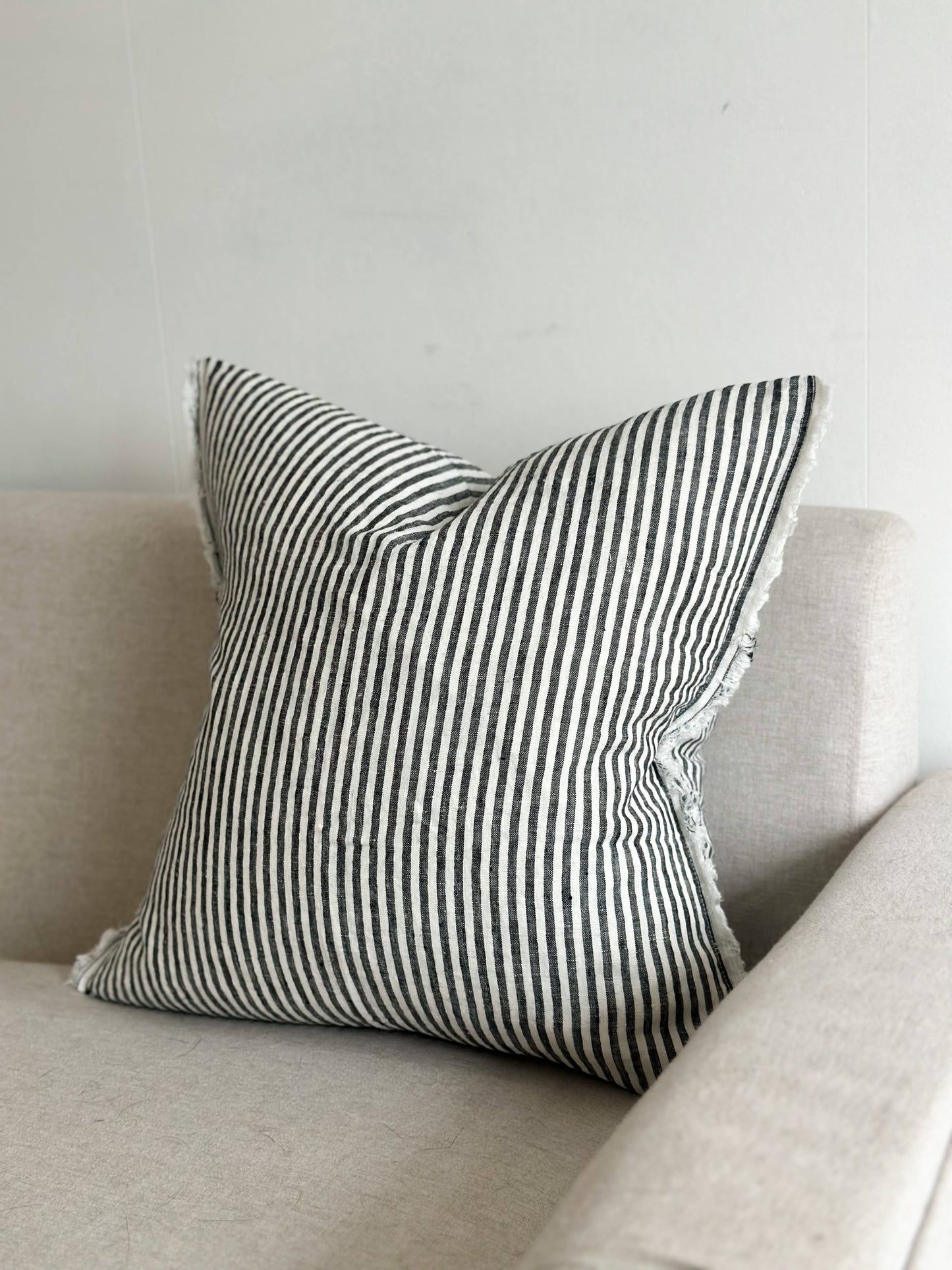 Frayed Edge Charcoal Stripes Cushion