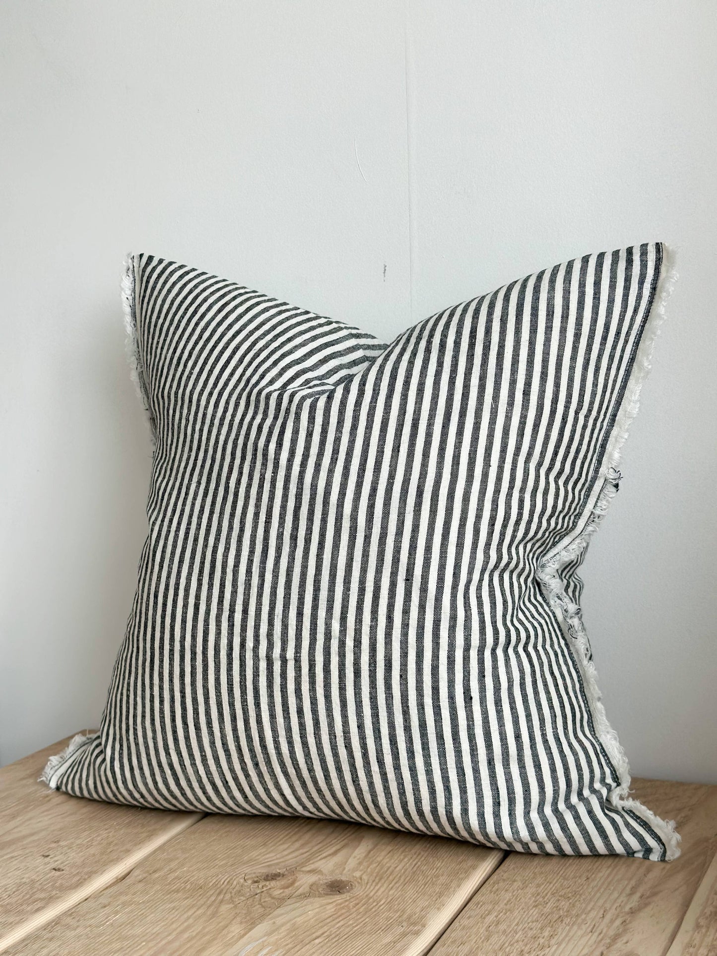 Frayed Edge Charcoal Stripes Cushion