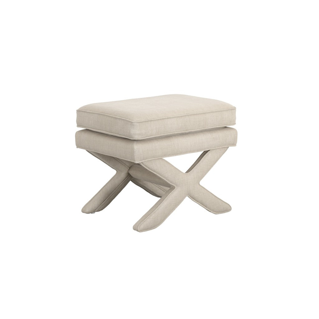 White Linen X Foot Stool