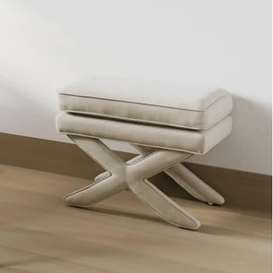 White Linen X Foot Stool