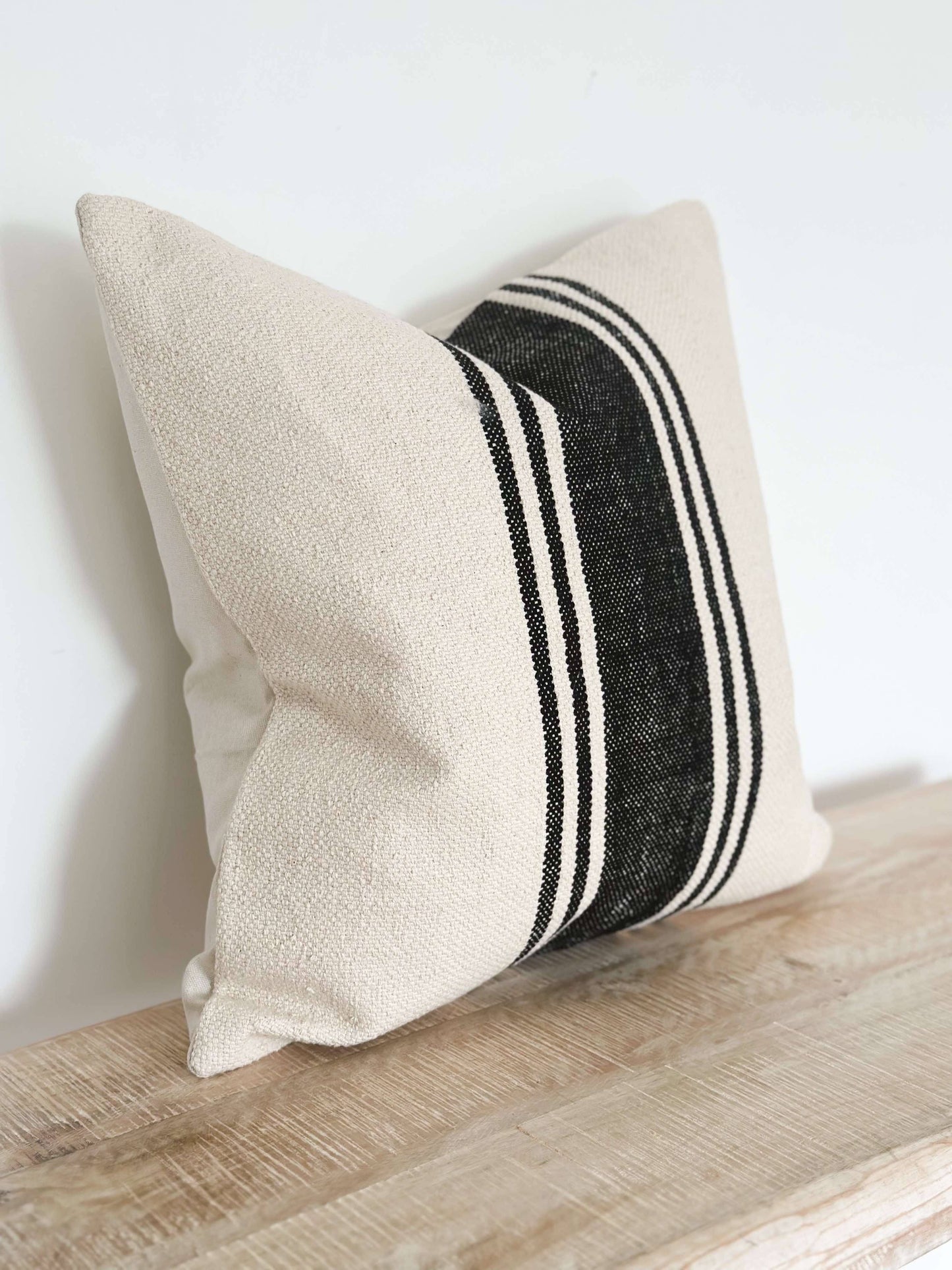 Black and Cream Stripe Cushion