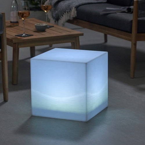 Outdoor Ambient Cube Lamp, Remote Control, Rechargeable and Weather Resistant 