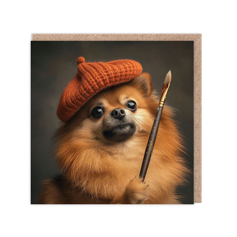 Painter Dog Greeting Card