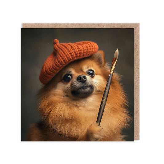 Painter Dog Greeting Card