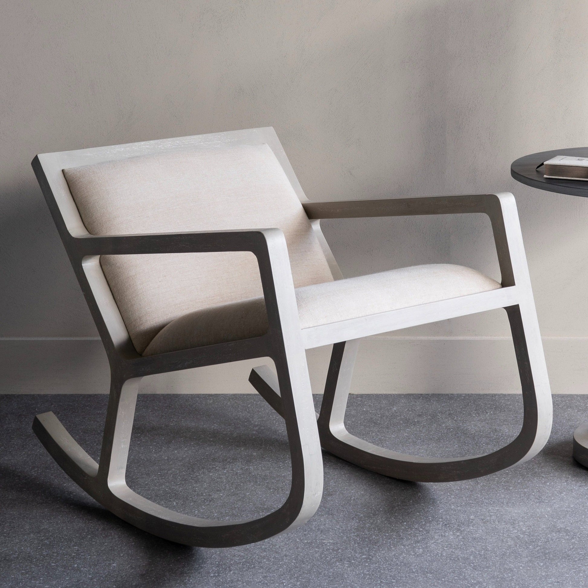 Rural Chic Distressed Rocking Chair, Grey with Neutral Upholstery, Image 2