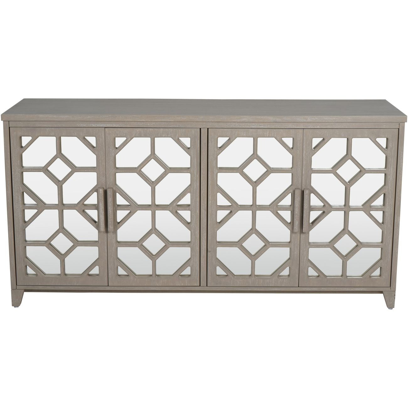 Rural Chic Wooden Cabinet, Four Doors and Glass surface.