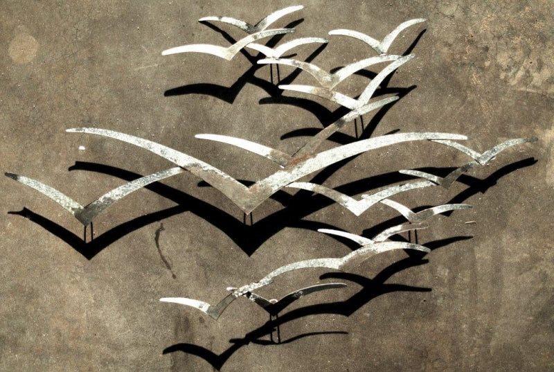 Silver Rust Seagull Flock Wall Art
