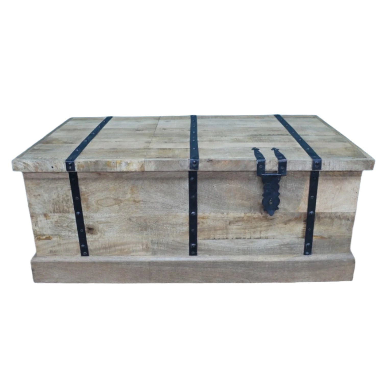 Embrace rustic style with this Rustic Wood Wine Trunk, which provides both a surface to place your favourite items on, and storage for your favourite bottles. Its rugged charm is amplified by an integrated wine rack in a crate design, perfect for showcasing your favourite bottles with flair. The spacious trunk compartment offers ample hidden storage, keeping your space effortlessly organised! Ideal for rustic, boho and coastal spaces.