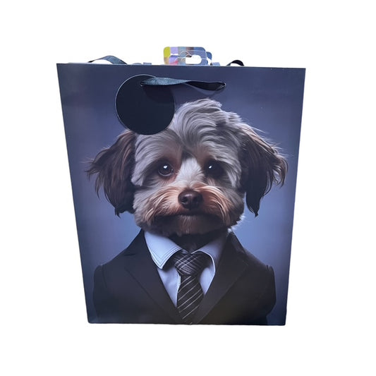 Shih Tzu Dog In Suit and Tie Paper Gift Bag Large