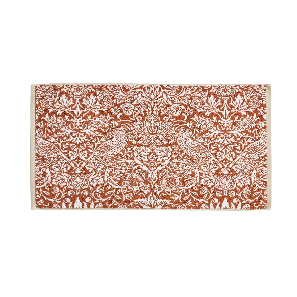 William Morris Bath Mat Strawberry Bird Orange and White