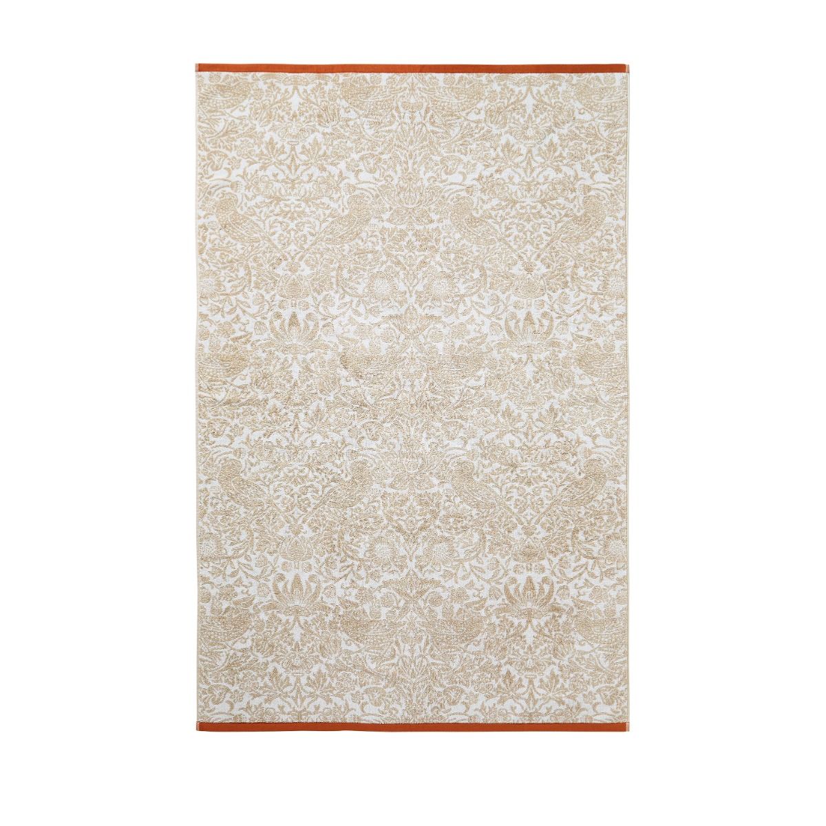 William Morris Bath Sheet Strawberry Bird, orange, white and gold