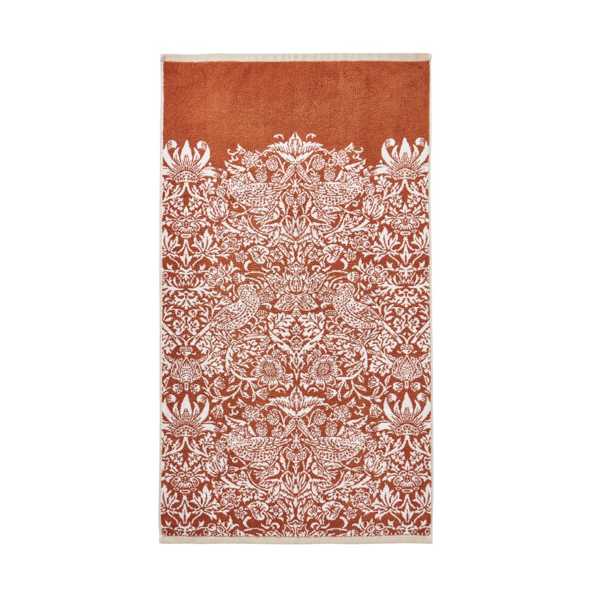 Strawberry Bird William Morris Bath Towel Orange and White