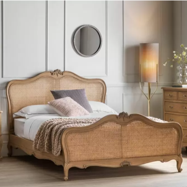 Weathered Textured French Style Cane Kingsize Bed Photo 2