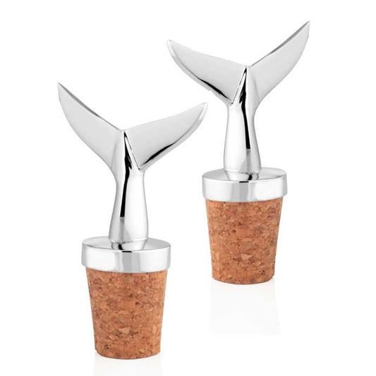 Silver Whale Tail Bottle Stopper