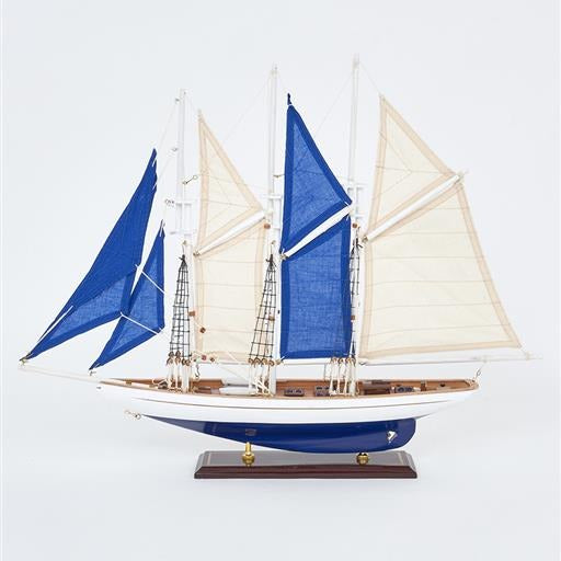Blue and White Sail Boat Model