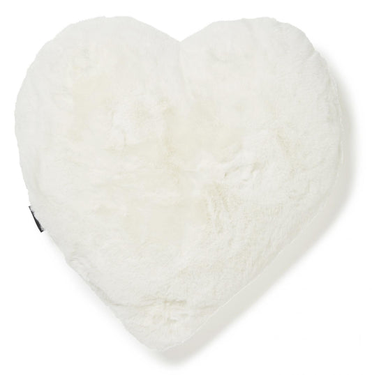White Faux Fur Heart Shaped Cushion