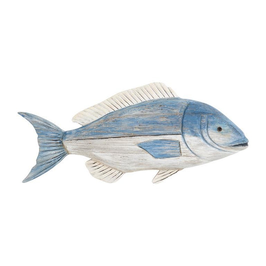 Blue Wooden Fish Wall Art