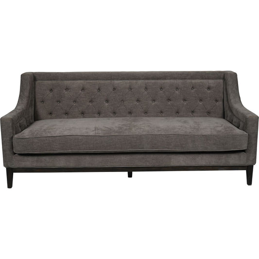 Woven Fabric Taupe Sofa with Button Detailing, Chesterfield Style