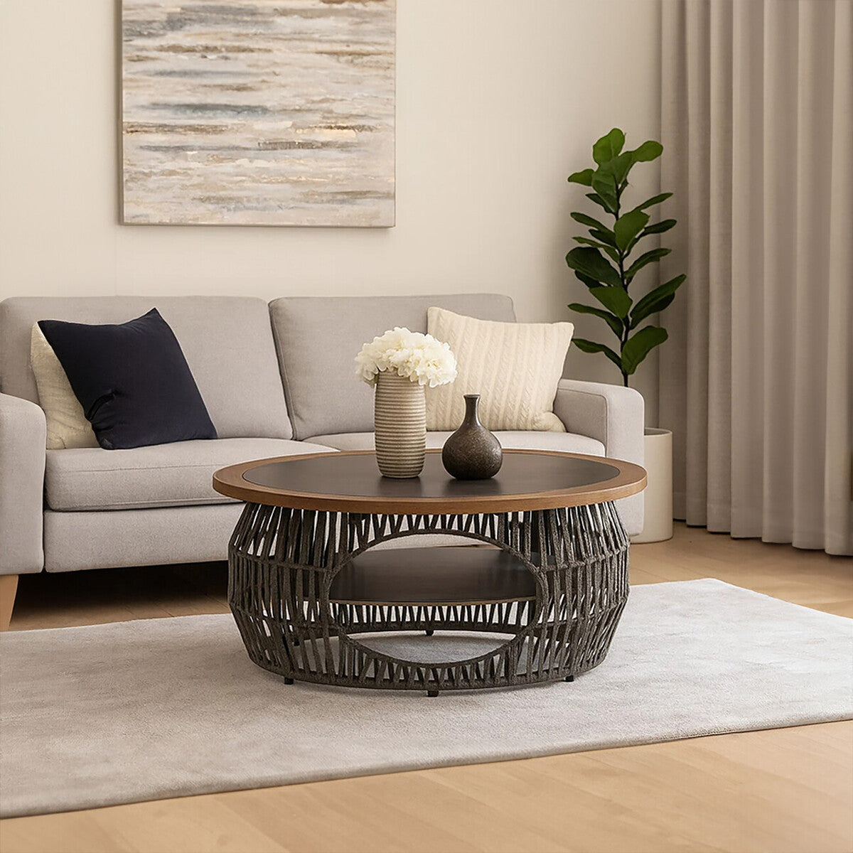 Amalfi Rope & Stone Coffee Table