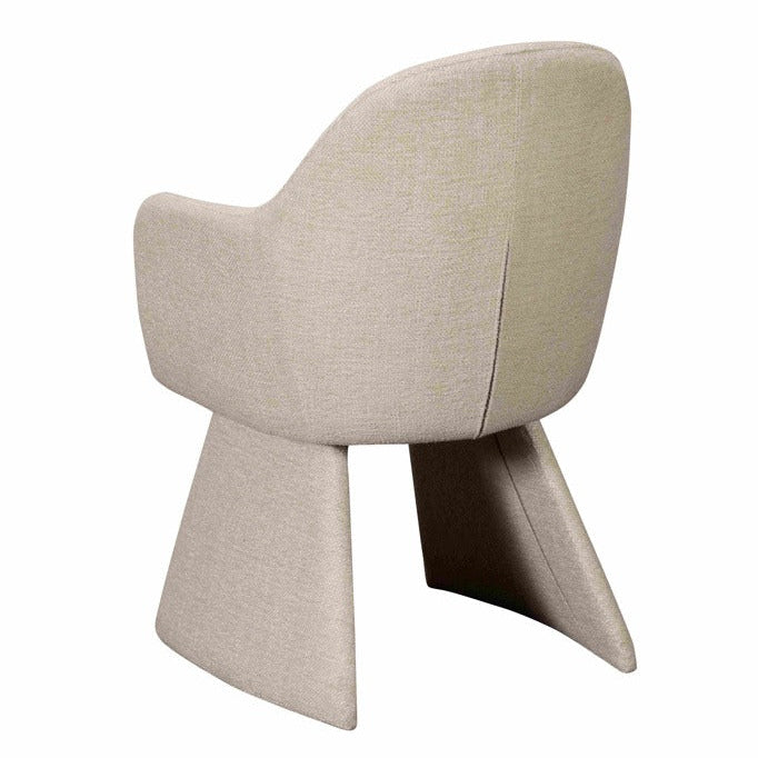 Beige chair with a unique design on a white background