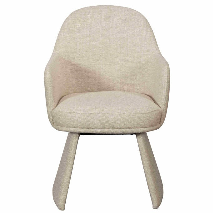 ivory chair with wooden legs on a white background