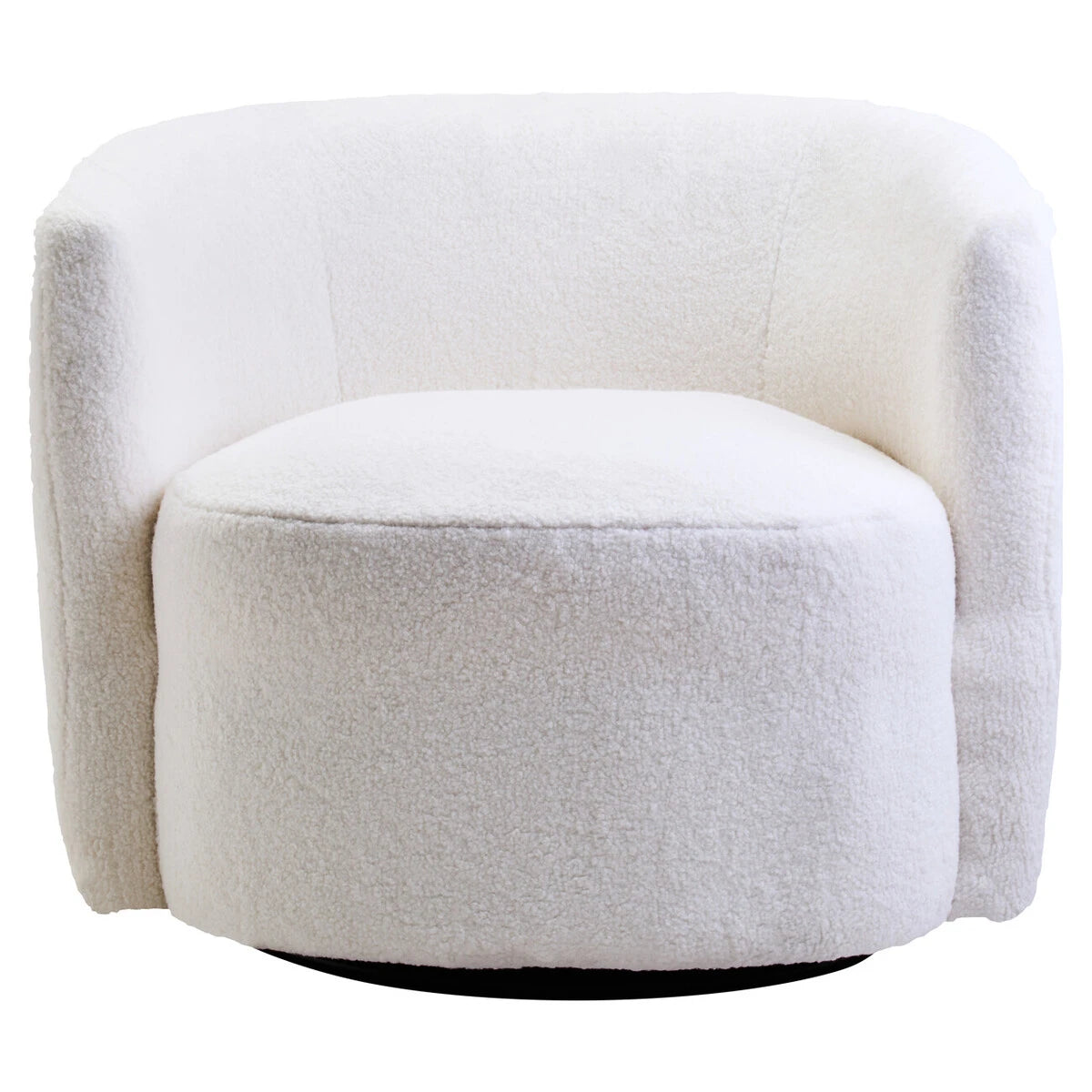 Round white chair with a textured surface on a white background