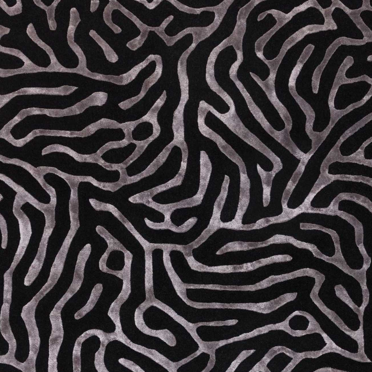 Rug with black and gray wavy pattern