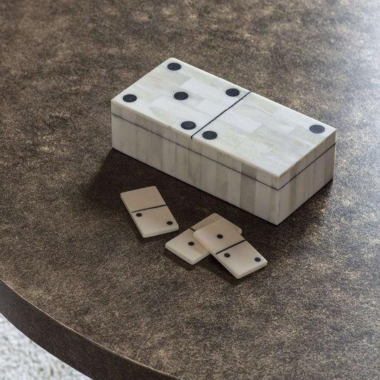 Classic Bone Inlay Dominoes Box