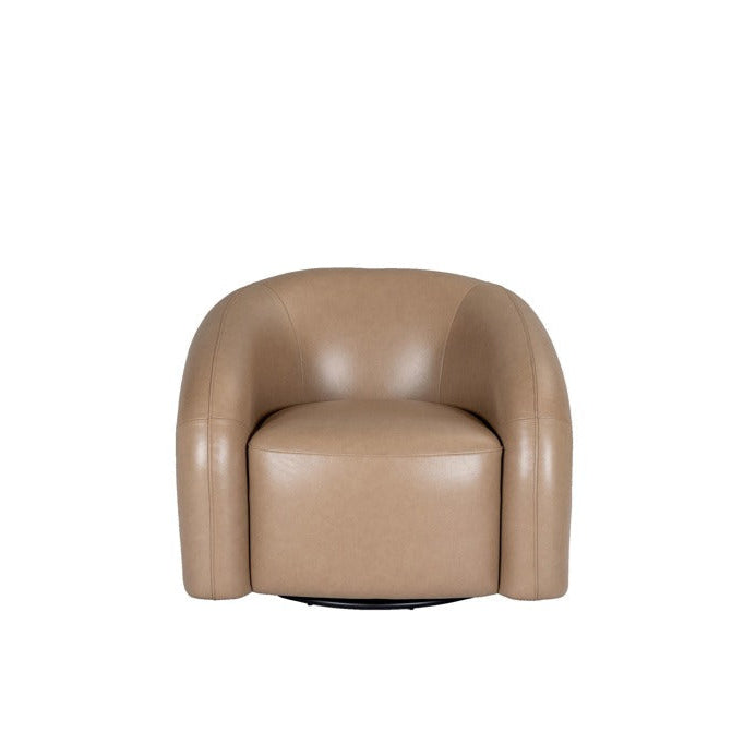 Brown leather armchair on a white background