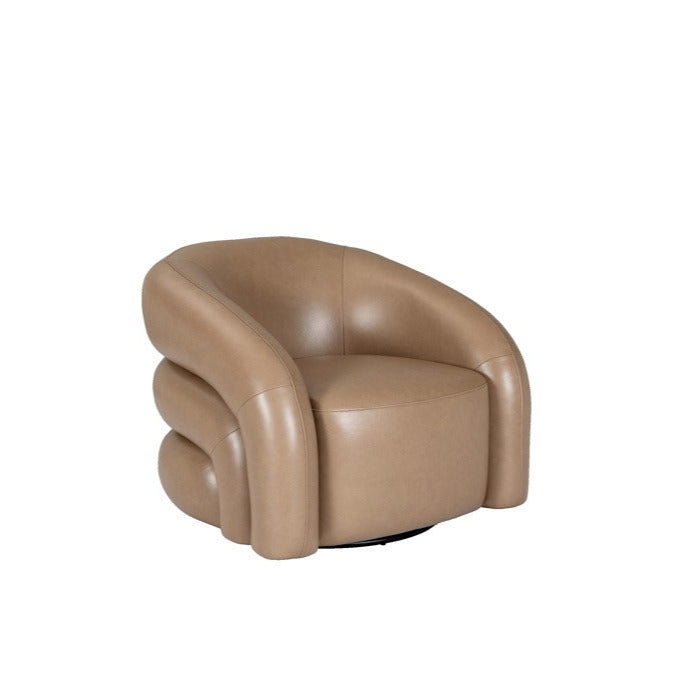 Brown leather armchair on a white background