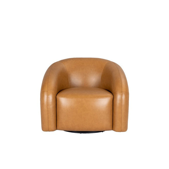 Brown leather armchair on a white background