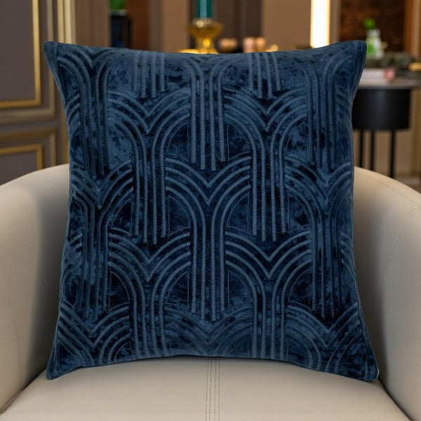 Art Deco Blue Velvet Cushion