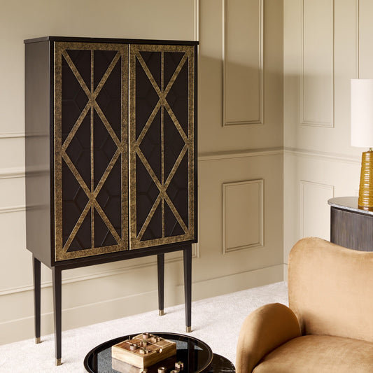 Black & Gold Luxe Bar Cabinet