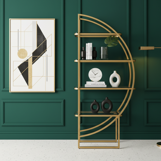 Art Deco Gold Half Moon Shelf Unit