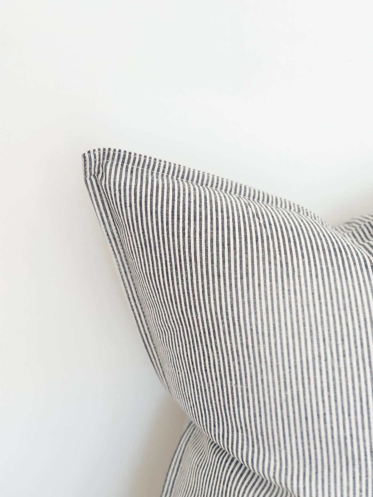 Navy Pinstripe Cotton Cushion