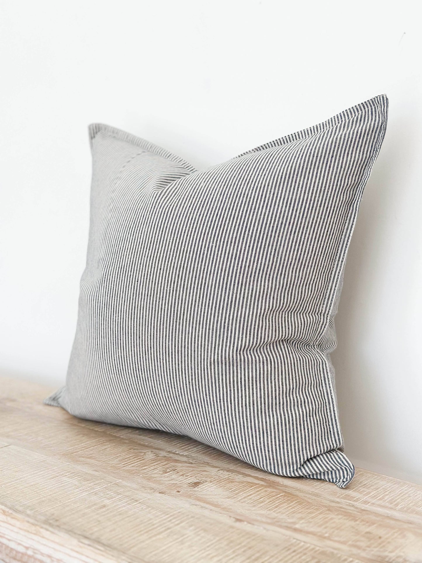Navy Pinstripe Cotton Cushion