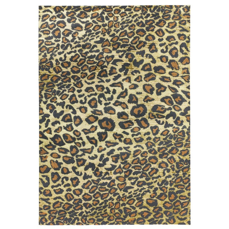 Leopard print rug on a white background