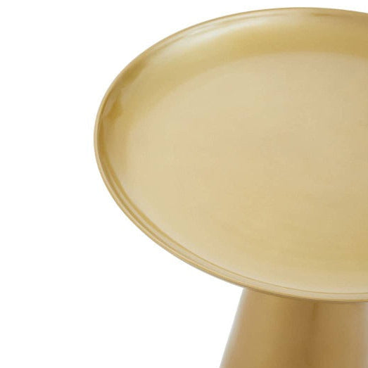 Gold-colored side table on a white background