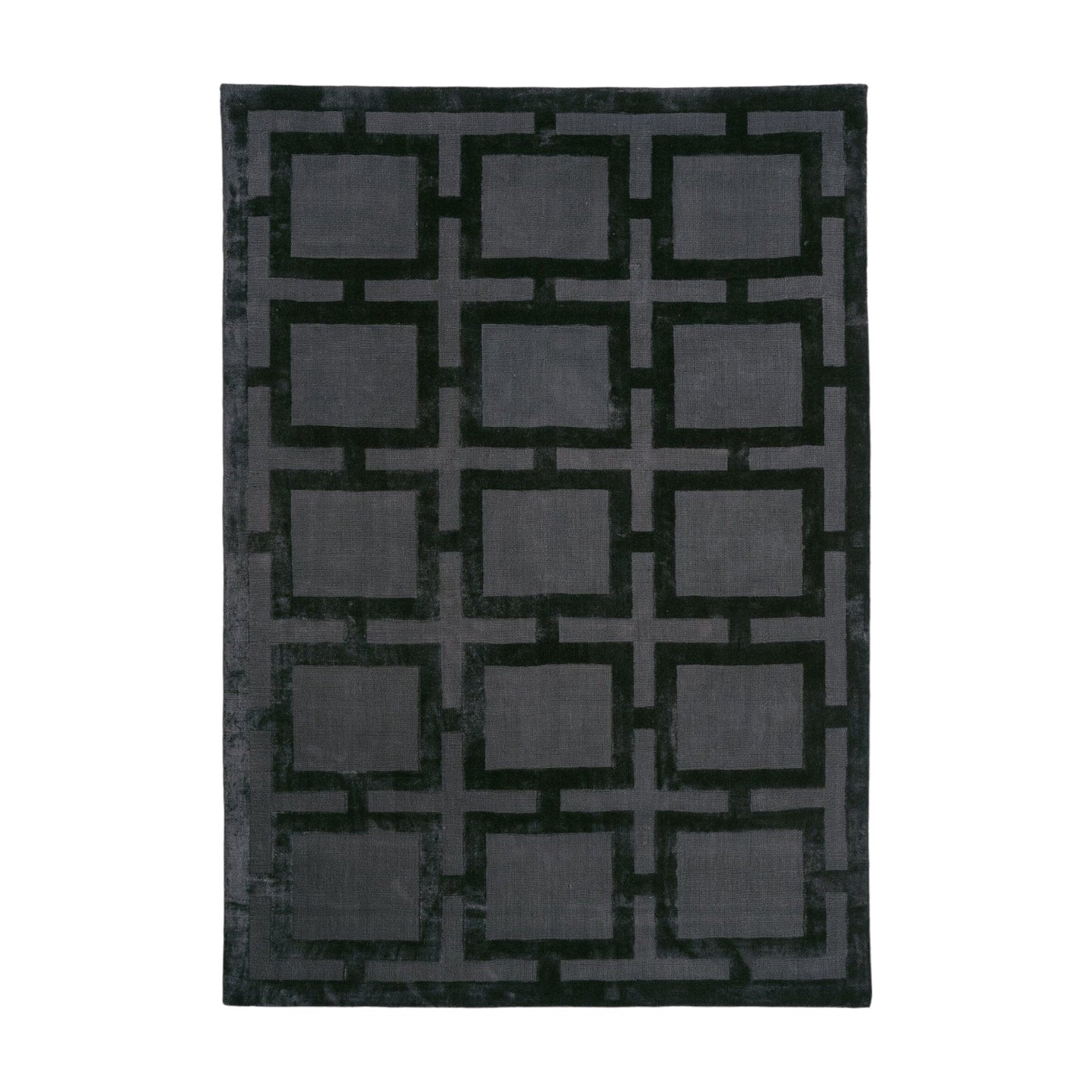 Black Geometric Grid Rug