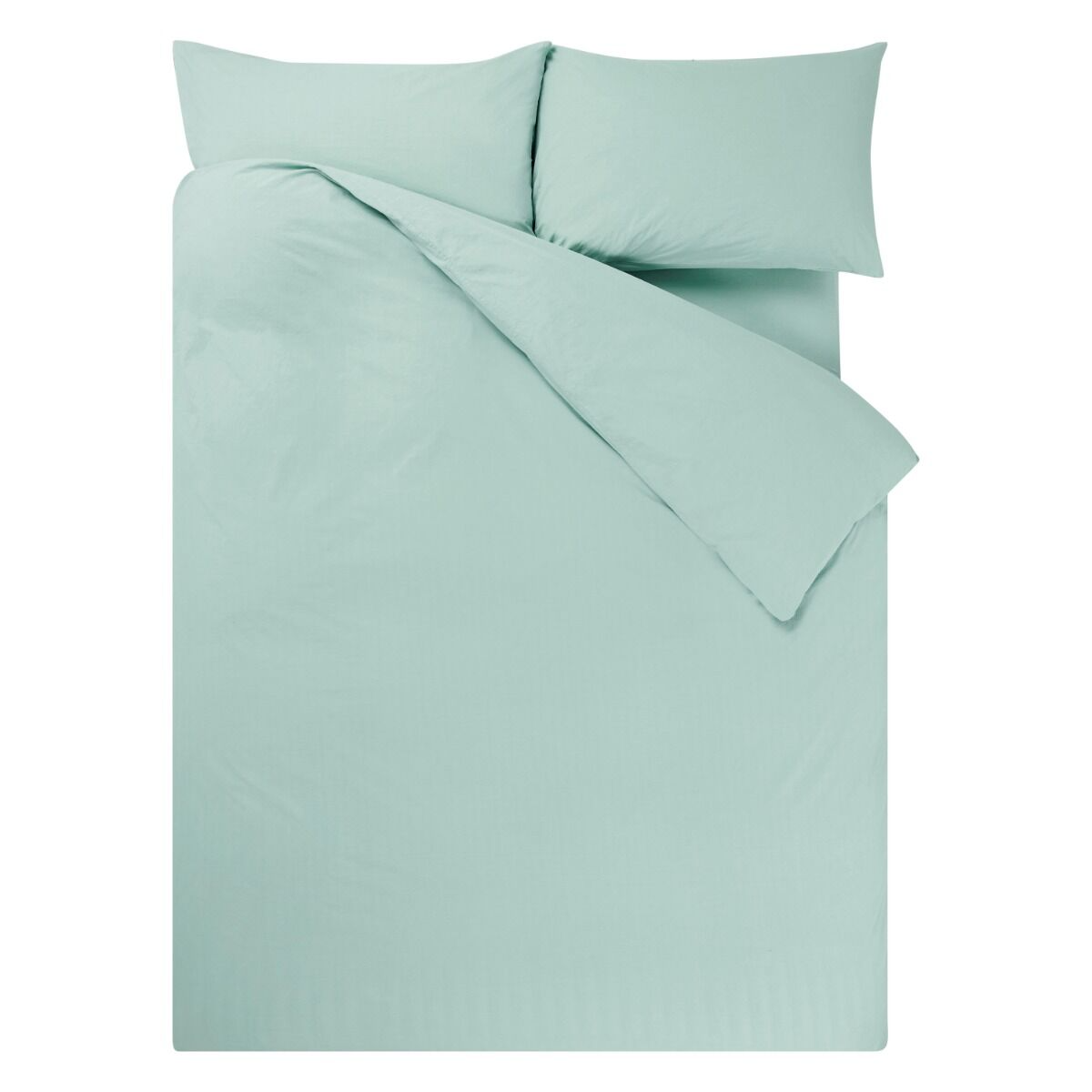 Light blue bedding set with two pillows on a white background