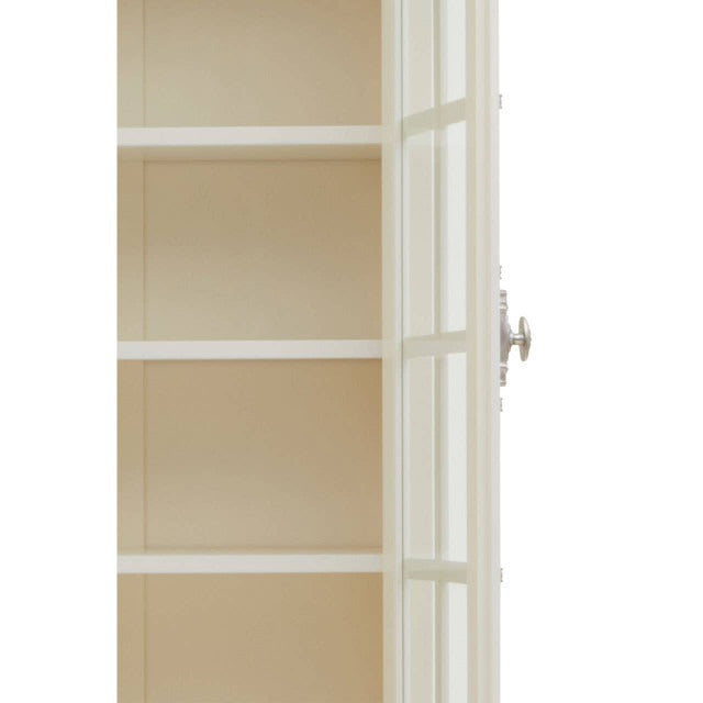 Beige wardrobe with glass panel doors on a white background