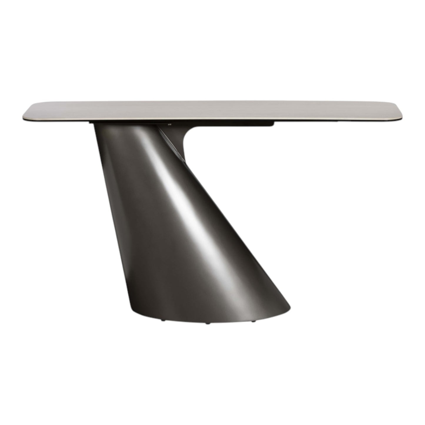 Modern table with a unique design on a white background