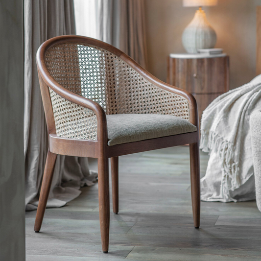 Carmela Oak Cane Armchair