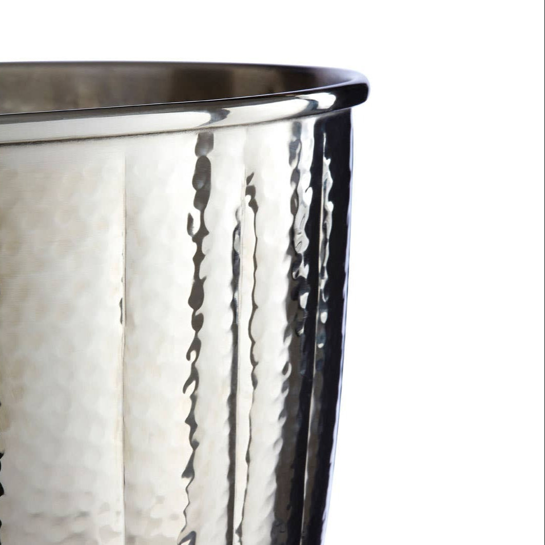 Silver Nickel Rippled Bathroom Waste Bin